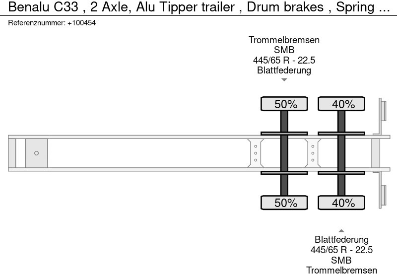 قلابة نصف مقطورة Benalu C33 , 2 Axle, Alu Tipper trailer , Drum brakes , Spring suspension: صور 13