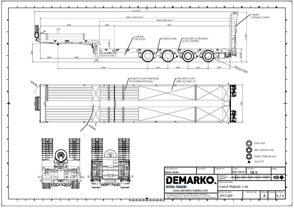 عربة مسطحة منخفضة نصف مقطورة Demarko 4N Tele 4 Achs Semie Tieflader: صور 20