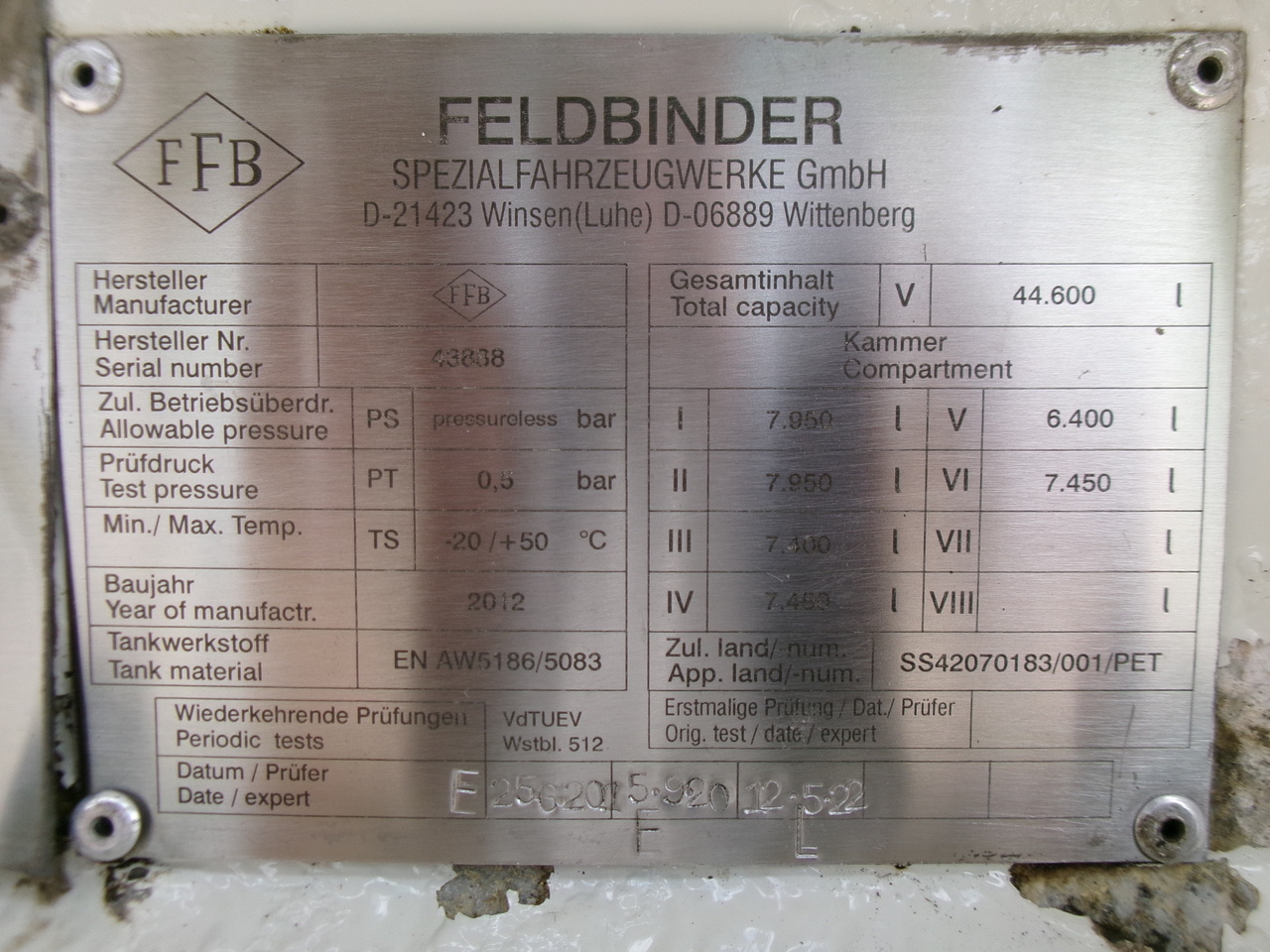 نصف مقطورة صهريج لنقل الوقود Feldbinder Fuel tank alu 44.6 m3 + pump: صور 24