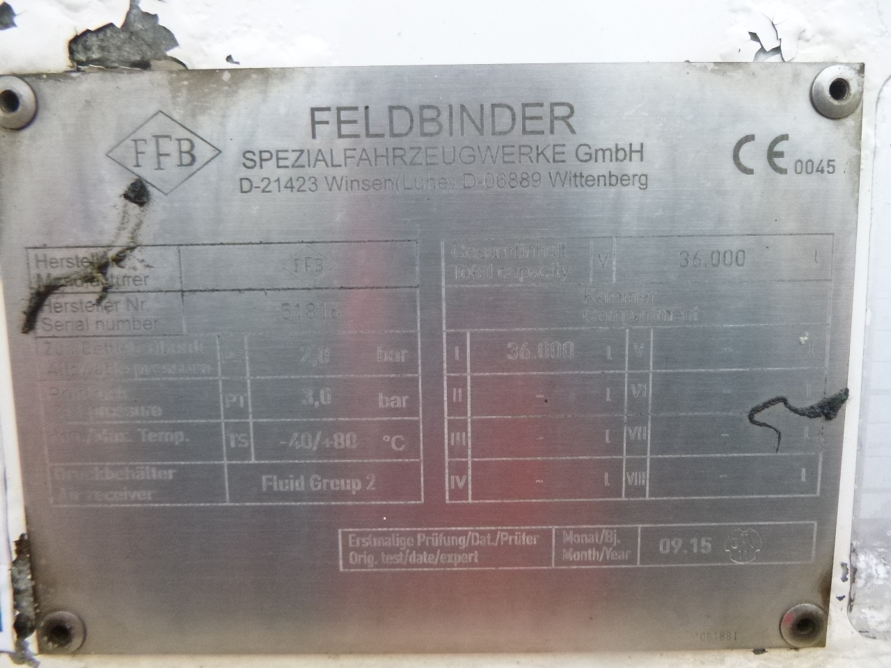 نصف مقطورة صهريج لنقل طحين Feldbinder Powder tank alu 36 m3 / 1 comp: صور 24