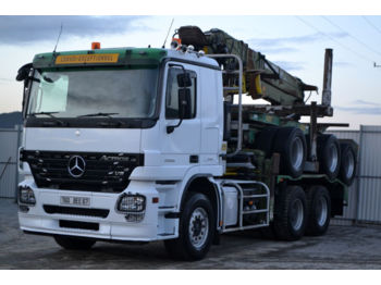 Mercedes-Benz Actros 2655 Holztransporter + KRAN + Anhänger  - مقطورة الغابات