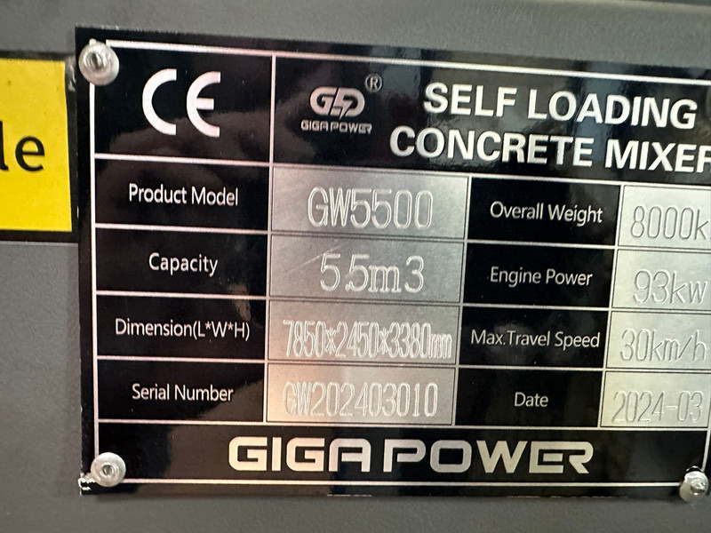 شاحنة خلاطة خرسانة جديد Giga power 5500: صور 9