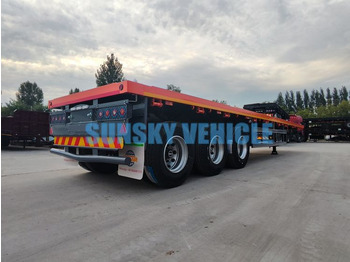 نصف مقطورة مسطحة لنقل البضائع الحرة جديد SUNSKY 40FT 3 axle flat deck trailer: صور 5
