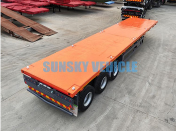 نصف مقطورة مسطحة لنقل البضائع الحرة جديد SUNSKY 40FT 3 axle flat deck trailer: صور 4