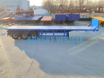 نصف مقطورة مسطحة لنقل البضائع الحرة جديد SUNSKY 40FT 3 axle flat deck trailer: صور 3