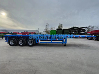 نصف مقطورة مسطحة لنقل البضائع الحرة جديد SUNSKY 40FT 3 axle flat deck trailer: صور 2