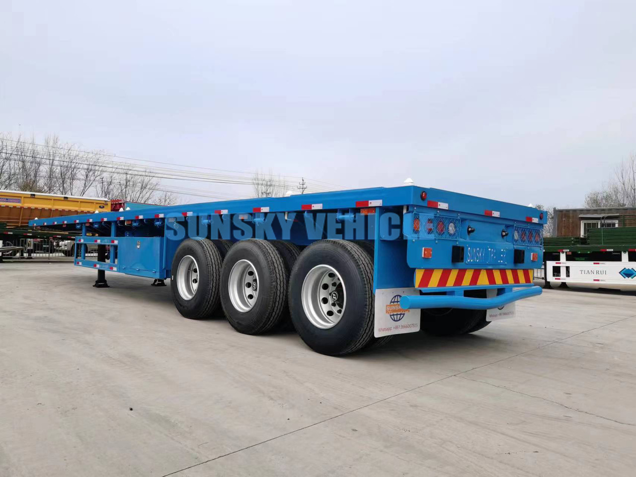نصف مقطورة مسطحة لنقل البضائع الحرة جديد SUNSKY 40FT 3 axle flat deck trailer: صور 10