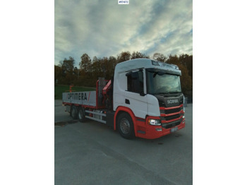 Scania P500 - شاحنة كرين, شاحنات مسطحة: صور 1