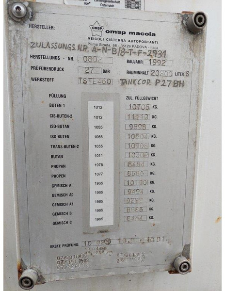 OMSP Macola Tanktrailer 20.200 Liter lpg Gas, Gaz, LPG, GPL, Propane, Butane tank ID 3.135 - نصف مقطورة صهريج: صور 5