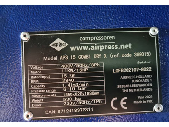 ضاغط الهواء Kompresor śrubowy AIRPRESS APS 15 COMBI DRY X, 11 kw, 2021r: صور 5