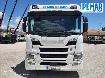 شاحنات مسطحة, شاحنة كرين SCANIA P 370 4X2 GRUA CAJA FIJA: صور 3