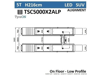معدات الورش TSC5000X2A LP wheel alignment lift - On floor - Free wheel lifting system - 5.2 m lightened runways (76 cm wide) - Low profile - 5T: صور 4