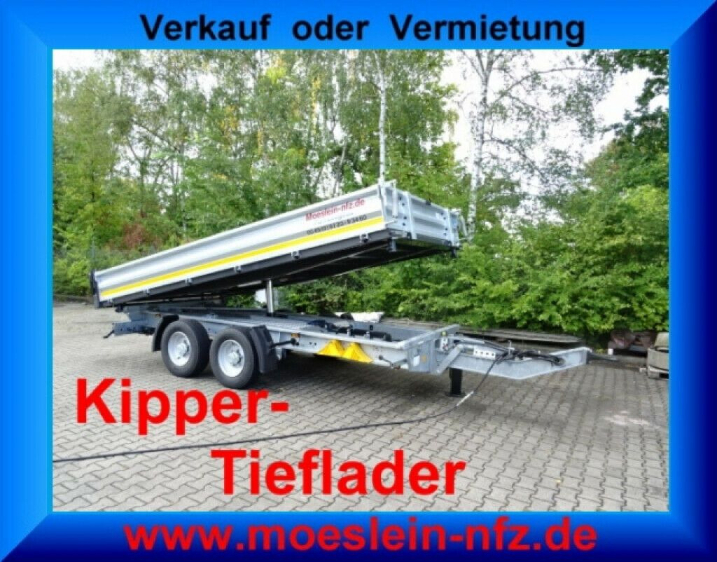 Möslein 13 t Tandem 3- Seitenkipper Tieflader-- Neufahr - قلابة مقطورة: صور 1 Möslein 13 t Tandem 3- Seitenkipper Tieflader-- Neufahr - قلابة مقطورة: صور 1