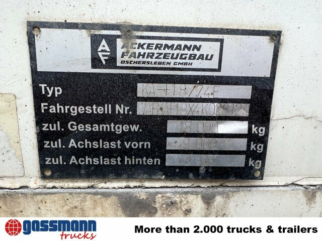 Ackermann Ackermann, Oschersl. KA-F 18/74E mit LBW MBB, - بصندوق مغلق مقطورة: صور 5 Ackermann Ackermann, Oschersl. KA-F 18/74E mit LBW MBB, - بصندوق مغلق مقطورة: صور 5