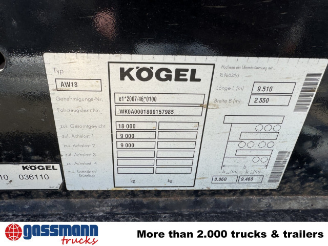 Kögel AW 18 - شاحنات الحاويات/ جسم علوي قابل للتغيير مقطورة: صور 2 Kögel AW 18 - شاحنات الحاويات/ جسم علوي قابل للتغيير مقطورة: صور 2