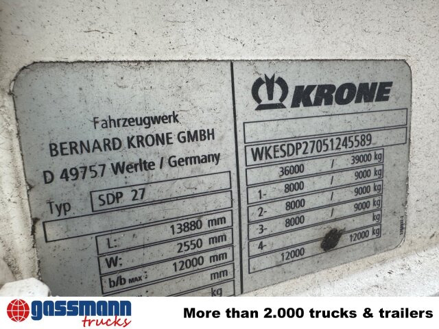 Krone SDP 27 , Edscha-Verdeck, Ex-Fahrschule - نصف مقطورة مسطحة: صور 5 Krone SDP 27 , Edscha-Verdeck, Ex-Fahrschule - نصف مقطورة مسطحة: صور 5