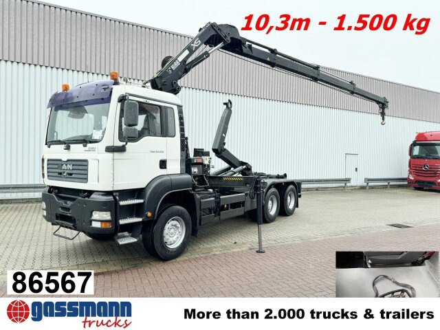 MAN TGA 33.350 6X4 BB mit Kran Hiab 166 E-3 HiDuo, - شاحنة ذات الخطاف, شاحنة كرين: صور 1 MAN TGA 33.350 6X4 BB mit Kran Hiab 166 E-3 HiDuo, - شاحنة ذات الخطاف, شاحنة كرين: صور 1