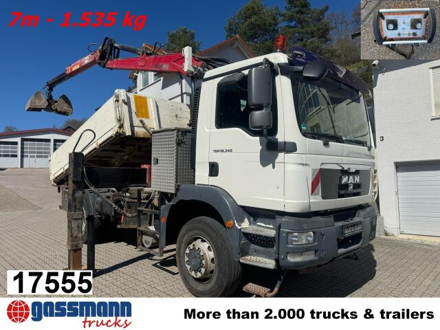 MAN TGM 18.340 4x4 BB mit Penz Kran 11.83 SH, Funk - قلابات, شاحنة كرين: صور 1 MAN TGM 18.340 4x4 BB mit Penz Kran 11.83 SH, Funk - قلابات, شاحنة كرين: صور 1