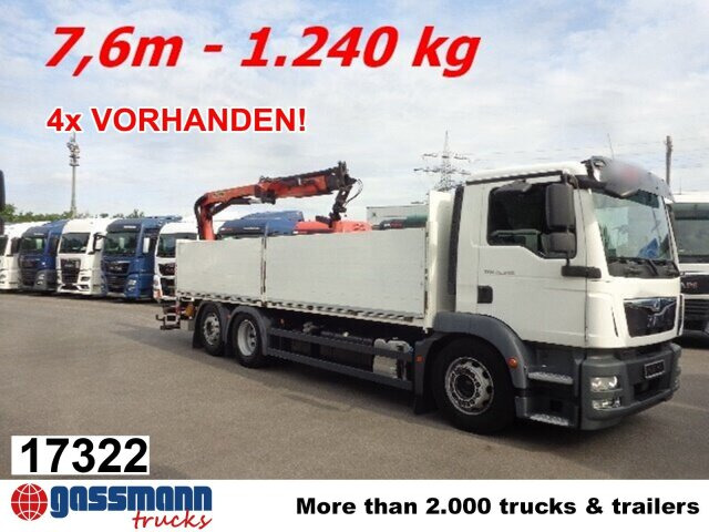 MAN TGM 26.340 6x2-4 LL,Lenk-Liftachse, Heckkran, - شاحنات مسطحة, شاحنة كرين: صور 1 MAN TGM 26.340 6x2-4 LL,Lenk-Liftachse, Heckkran, - شاحنات مسطحة, شاحنة كرين: صور 1