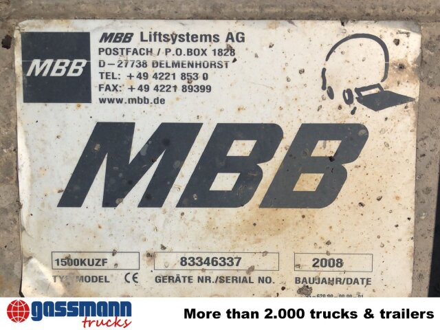 MBB 1500KUZF Ladebordwand unterfaltbar, 1,5t - باب خلفي للشحن: صور 5 MBB 1500KUZF Ladebordwand unterfaltbar, 1,5t - باب خلفي للشحن: صور 5