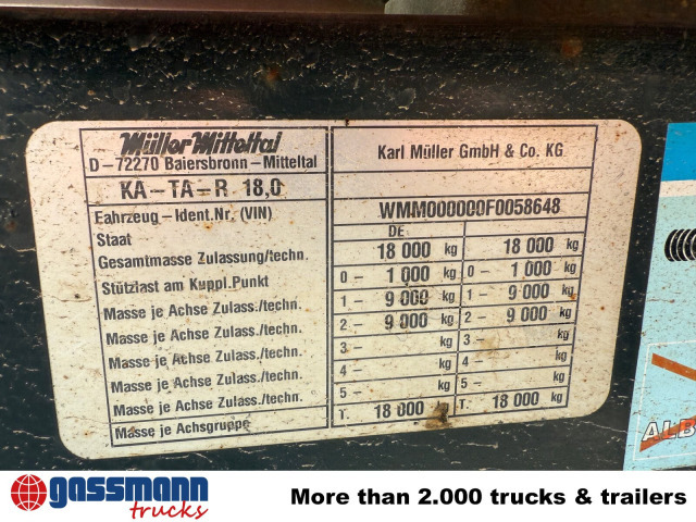 Müller-Mitteltal KA-TA-R 18.0, Alu-Bordwände, ca. 10m³ - قلابة مقطورة: صور 2 Müller-Mitteltal KA-TA-R 18.0, Alu-Bordwände, ca. 10m³ - قلابة مقطورة: صور 2