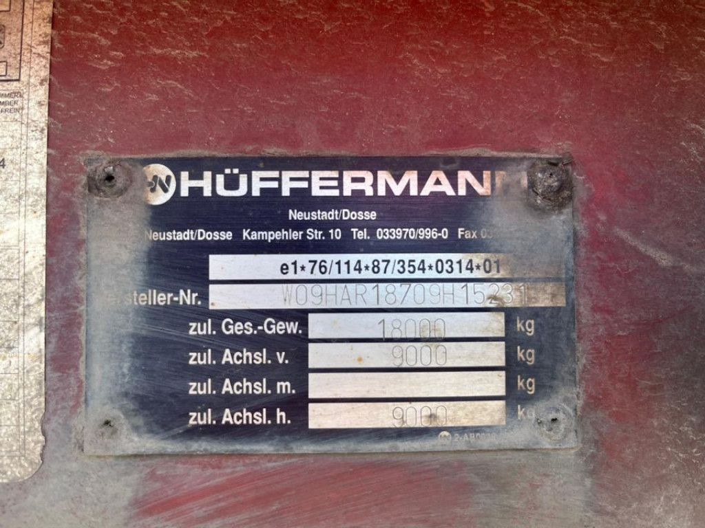 مقطورة هوك ليفت/ لود لوجر Hüffermann 2-achs Abrollanhänger HAR 18.70 Containeranhänge: صور 7