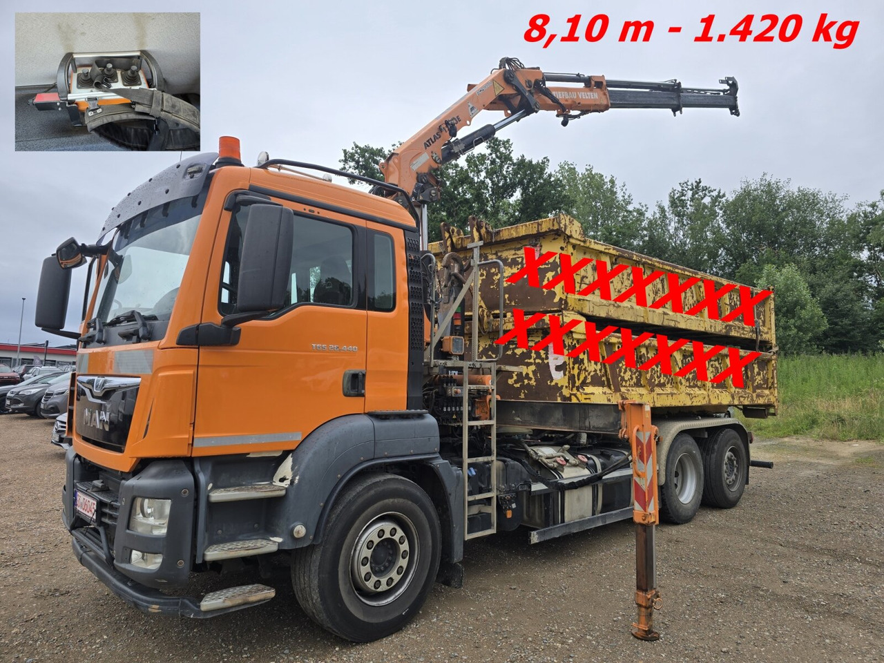 MAN TGS 28.440 6x2-4 BL TGS 28.440 6x2-4 BL, Atlas Kran VDL Abrollanlage, Funk, Lenk-Liftachse - شاحنة ذات الخطاف, شاحنة كرين: صور 1 MAN TGS 28.440 6x2-4 BL TGS 28.440 6x2-4 BL, Atlas Kran VDL Abrollanlage, Funk, Lenk-Liftachse - شاحنة ذات الخطاف, شاحنة كرين: صور 1