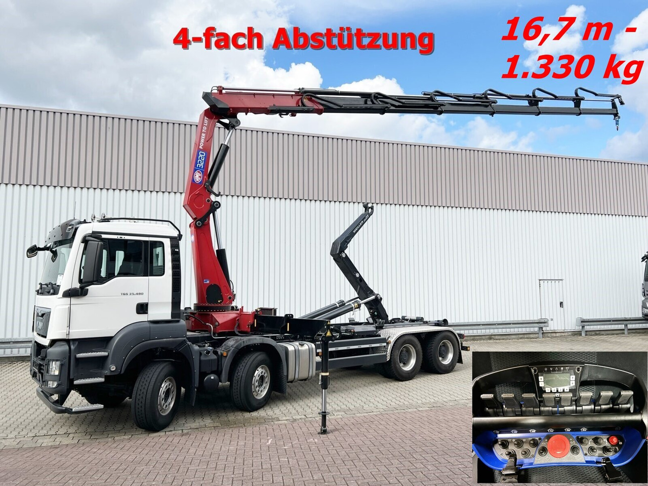 MAN TGS 35.480 8X4 BL TGS 35.480 8X4 BL, Intarder, Kran HMF 3220-K6, 4-fach Abstützung, Funk - شاحنة ذات الخطاف, شاحنة كرين: صور 1 MAN TGS 35.480 8X4 BL TGS 35.480 8X4 BL, Intarder, Kran HMF 3220-K6, 4-fach Abstützung, Funk - شاحنة ذات الخطاف, شاحنة كرين: صور 1