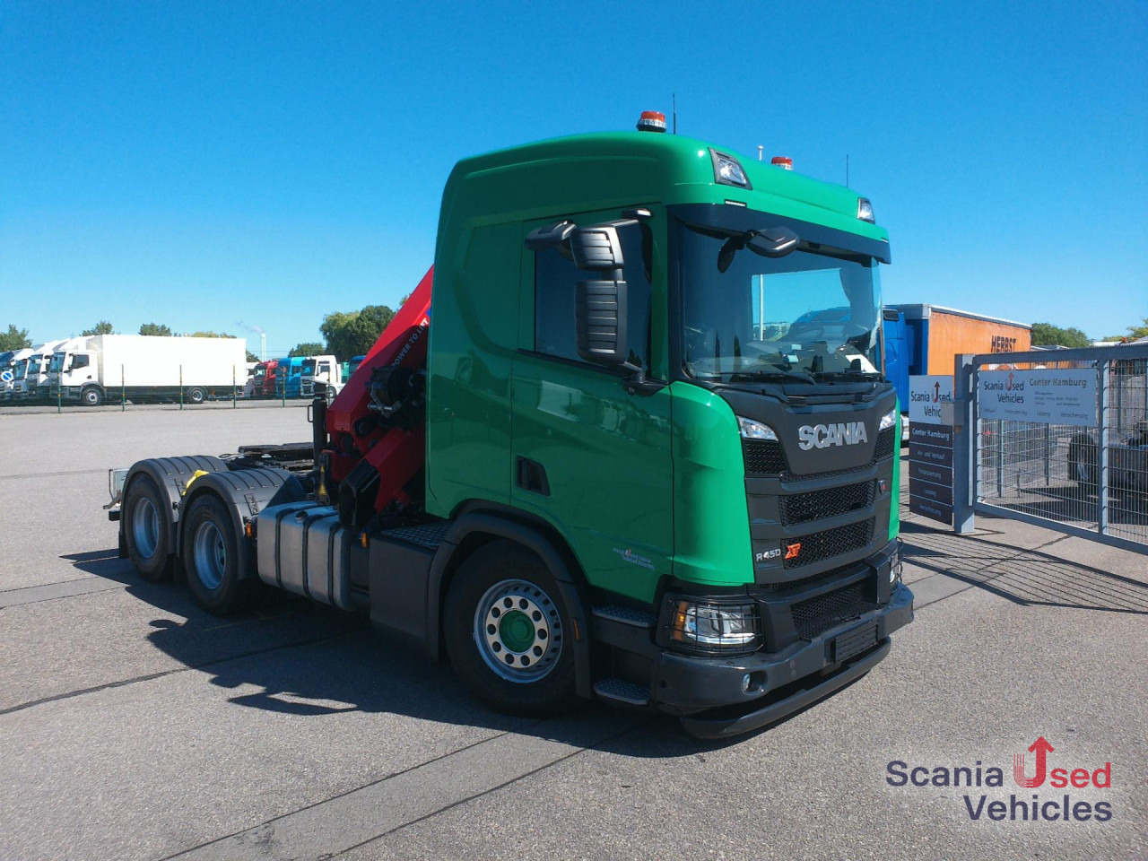 SCANIA R 450 B6x4NA mit Kran HMF 2320-K-RCS 23mtr. - شاحنة جرار: صور 1 SCANIA R 450 B6x4NA mit Kran HMF 2320-K-RCS 23mtr. - شاحنة جرار: صور 1