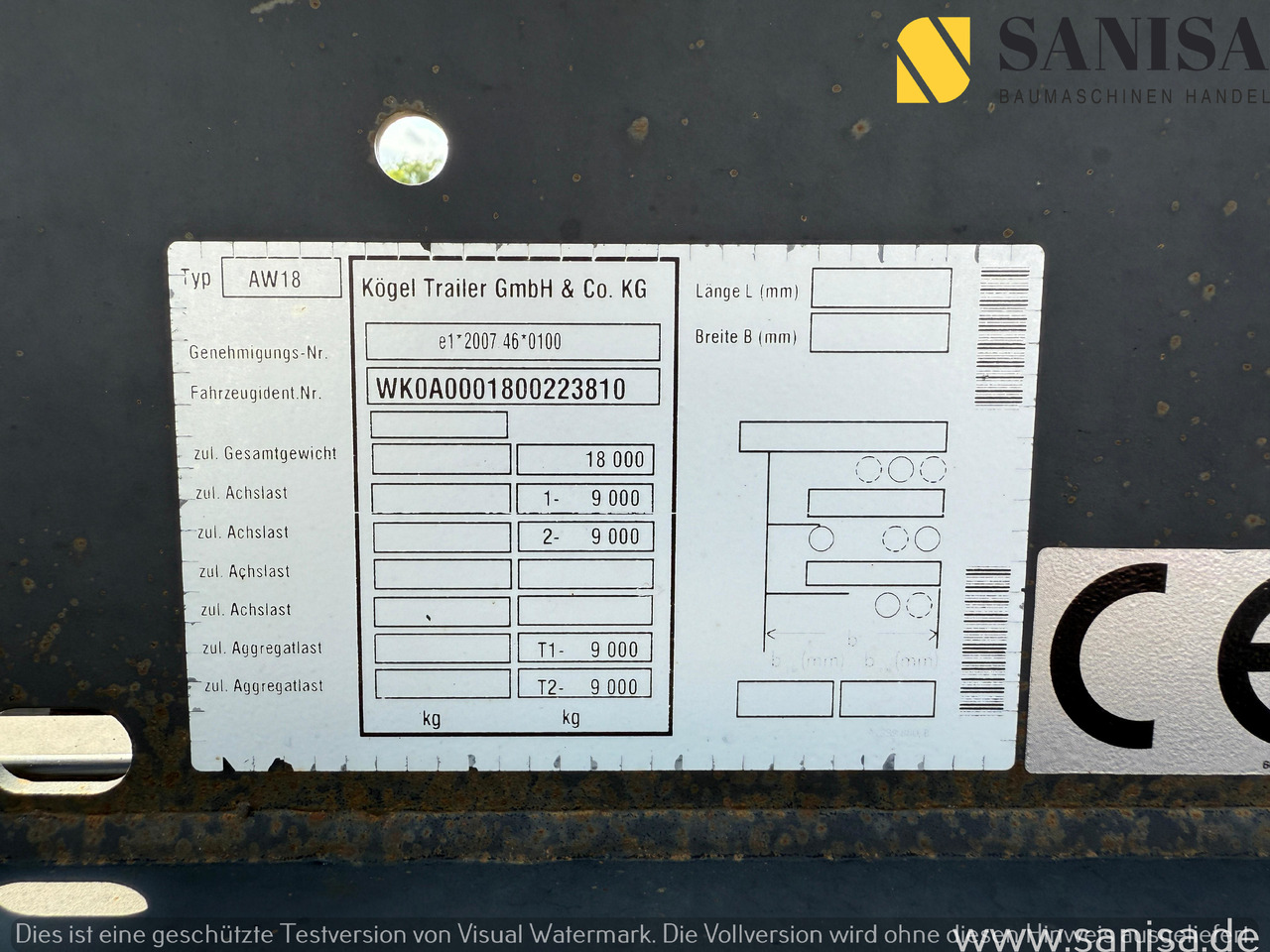 الشاسية مقطورة KÖGEL AW18/Wechselfahrgestell/BDF/Pneumatik: صور 11