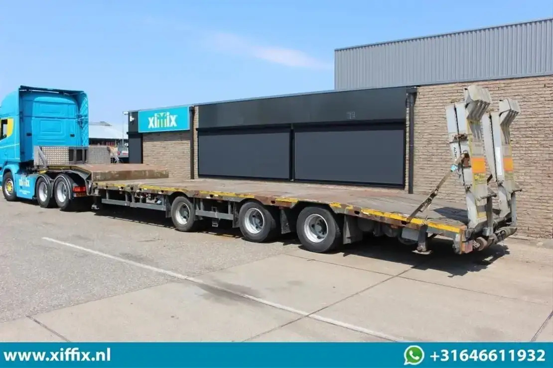 Meusburger 3-ass. Uitschuifbare semi dieplader met Alu. kleppen / Naloop gestuur - عربة مسطحة منخفضة نصف مقطورة: صور 4 Meusburger 3-ass. Uitschuifbare semi dieplader met Alu. kleppen / Naloop gestuur - عربة مسطحة منخفضة نصف مقطورة: صور 4