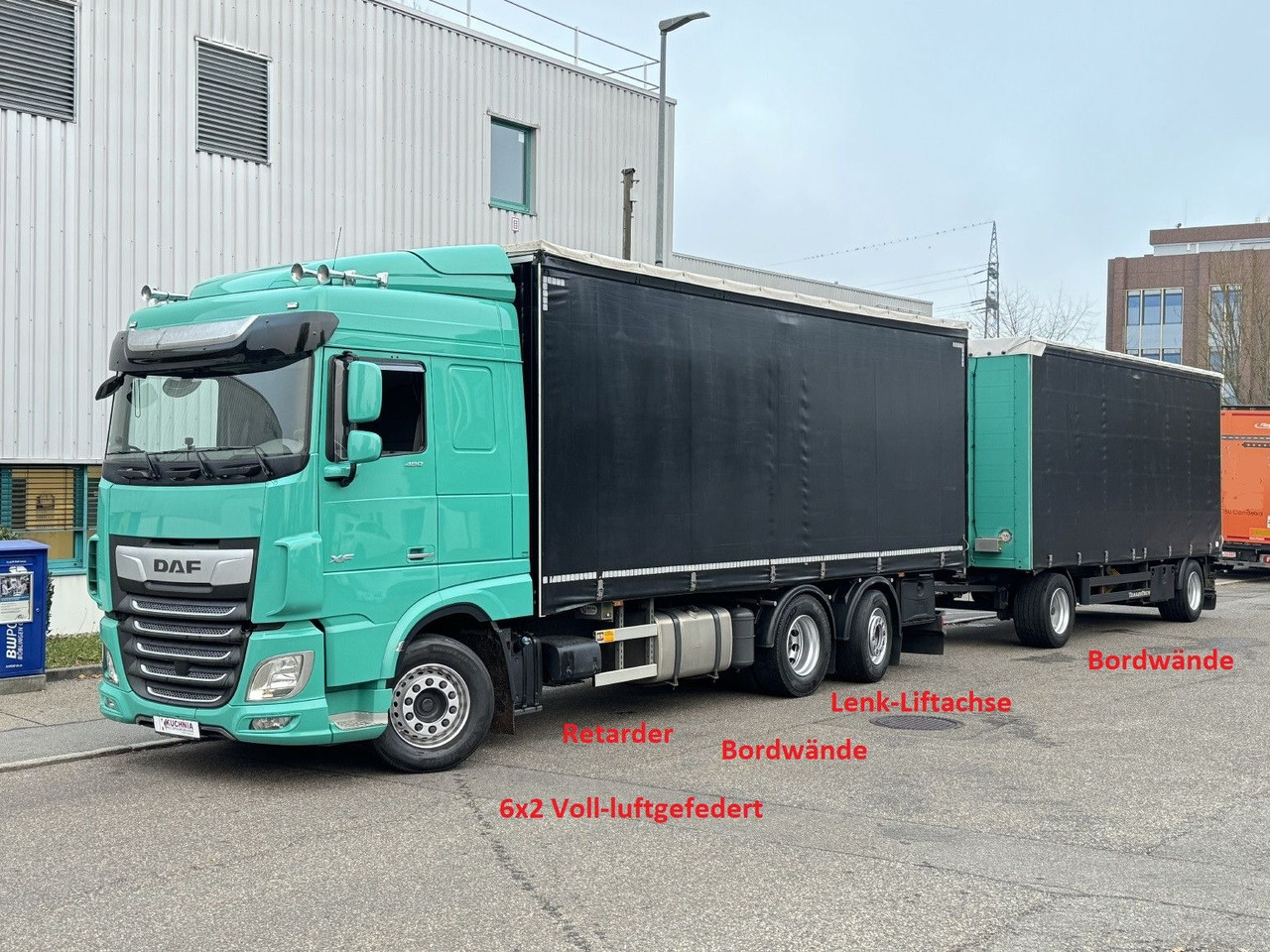 DAF XF480 6x2 Schiebeplane-Zug Bordwände Lenkachse - شاحنة ستارة: صور 1 DAF XF480 6x2 Schiebeplane-Zug Bordwände Lenkachse - شاحنة ستارة: صور 1