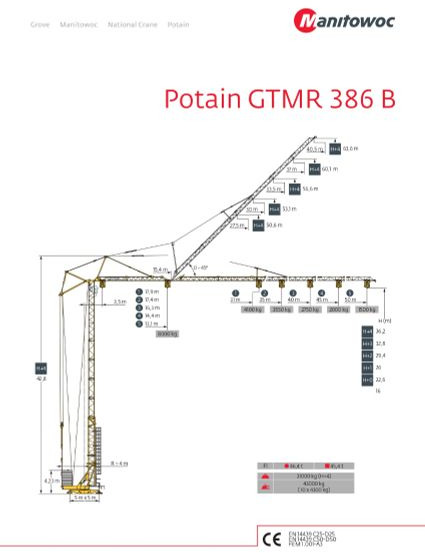 Potain GTMR 386 B - رافعة ذاتية التركيب: صور 4 Potain GTMR 386 B - رافعة ذاتية التركيب: صور 4