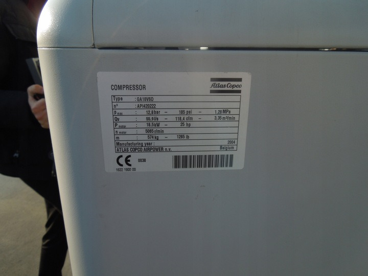 ATLAS COPCO GA18VSDFF - ضاغط الهواء: صور 4 ATLAS COPCO GA18VSDFF - ضاغط الهواء: صور 4