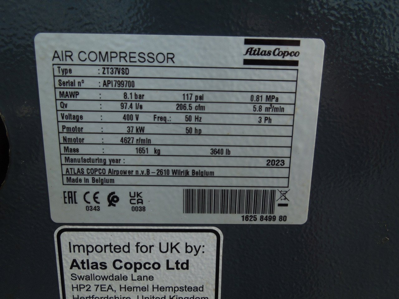 ATLAS COPCO ZT37VSDFF - ضاغط الهواء: صور 1 ATLAS COPCO ZT37VSDFF - ضاغط الهواء: صور 1