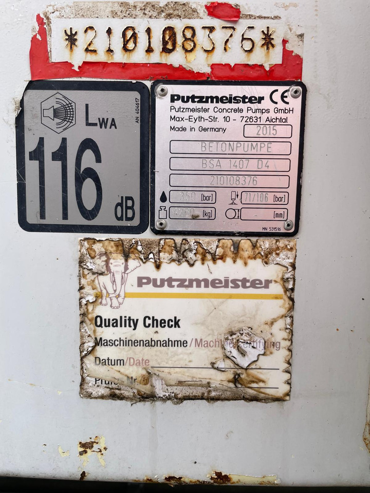 PUTZMEISTER 1407 - مضخة خرسانة ثابتة: صور 2 PUTZMEISTER 1407 - مضخة خرسانة ثابتة: صور 2
