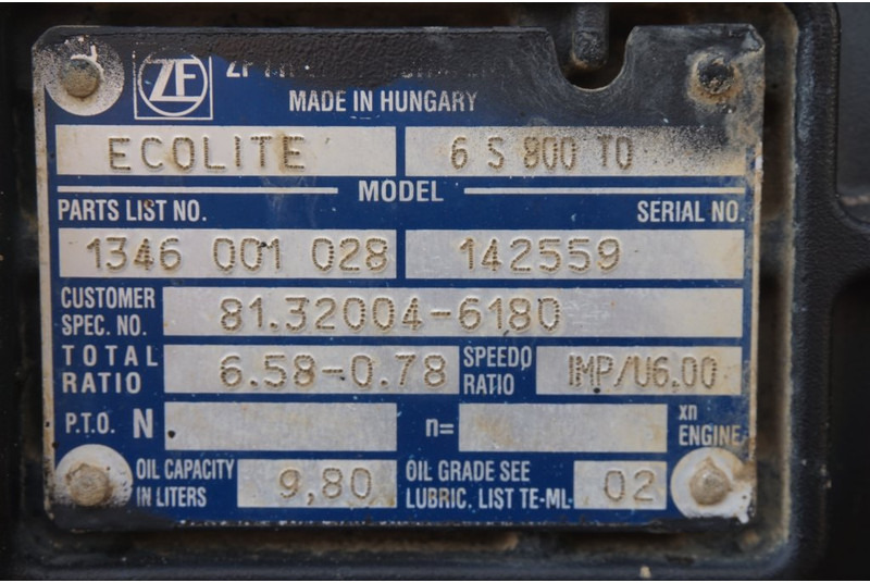 ZF 6S800OD TGL 81.32004-6180 - علبة التروس - شاحنة: صور 5 ZF 6S800OD TGL 81.32004-6180 - علبة التروس - شاحنة: صور 5