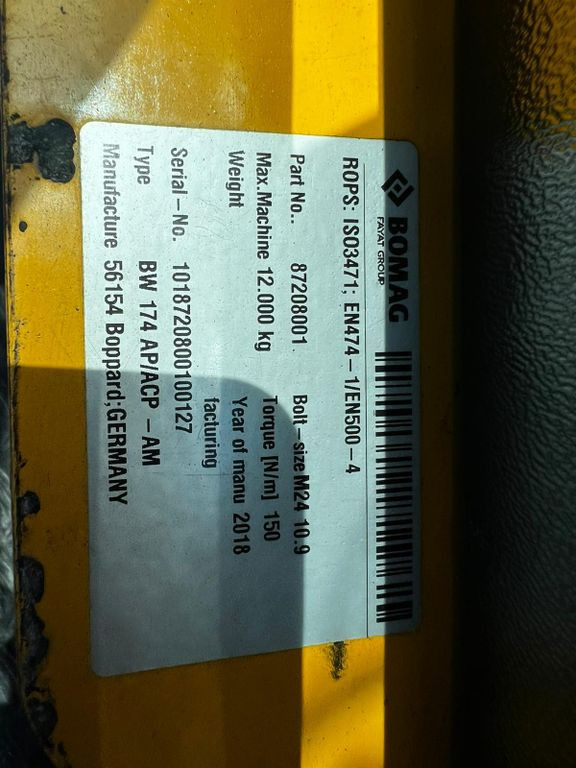 مدحلة الأسفلت BOMAG BW 174 AP-4F AM, Tandem Roller: صور 7
