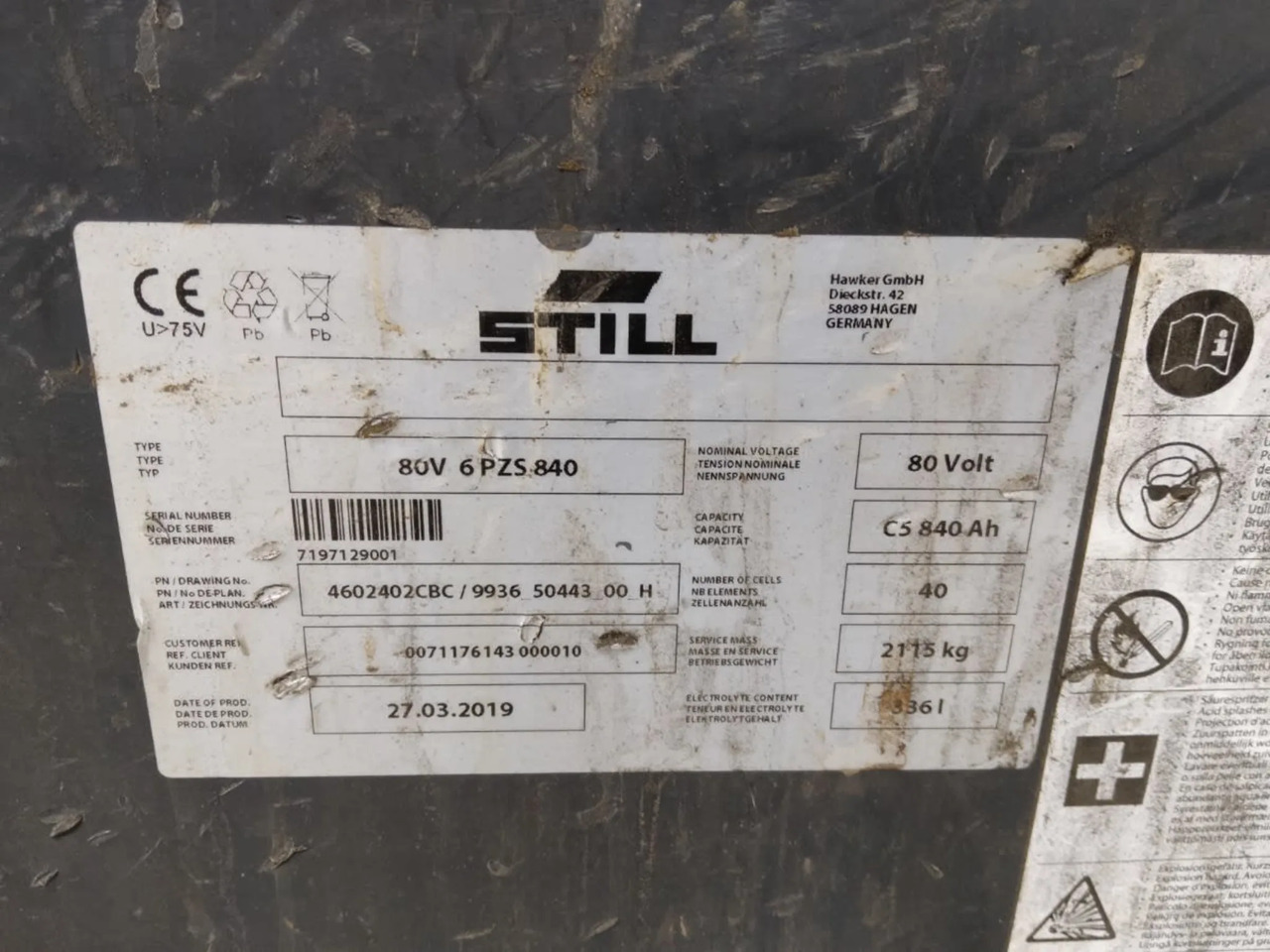 Hawker Battery 80V 840Ah - البطارية - معدات المناولة: صور 2 Hawker Battery 80V 840Ah - البطارية - معدات المناولة: صور 2