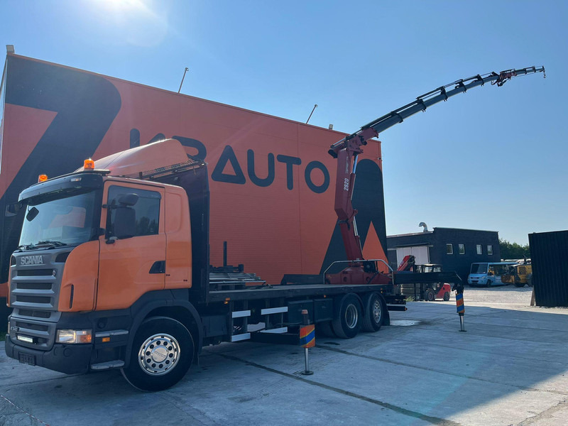 Scania R 340 6x2*4 HMF 2823-K6 + JIB / PLATFORM L=7293 mm - شاحنات مسطحة, شاحنة كرين: صور 1 Scania R 340 6x2*4 HMF 2823-K6 + JIB / PLATFORM L=7293 mm - شاحنات مسطحة, شاحنة كرين: صور 1