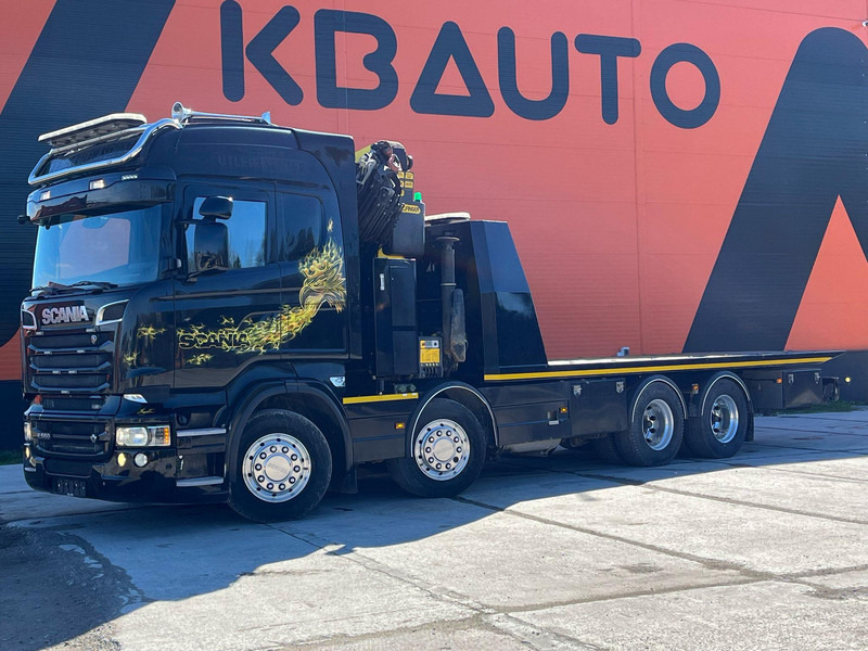 Scania R 560 8x4 PK 34002 / WINCH / FALCOM FAS 12000 / PLATFORM L=6564 mm - شاحنات مسطحة, شاحنة كرين: صور 1 Scania R 560 8x4 PK 34002 / WINCH / FALCOM FAS 12000 / PLATFORM L=6564 mm - شاحنات مسطحة, شاحنة كرين: صور 1