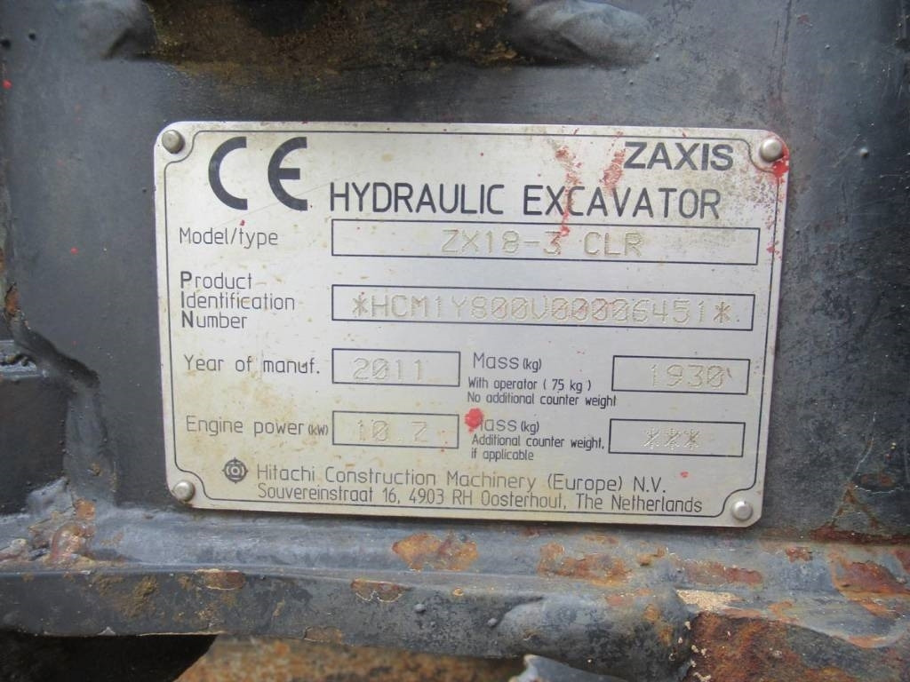 Hitachi ZX 18-3 CLR - حفارة مصغرة: صور 5 Hitachi ZX 18-3 CLR - حفارة مصغرة: صور 5