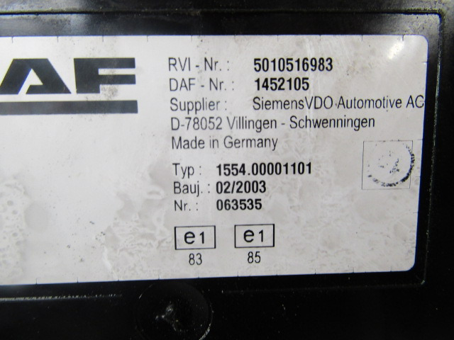 DAF LF55 CLOCK CLUSTER P/NO 1452105 - الكابينة والداخلية - شاحنة: صور 2 DAF LF55 CLOCK CLUSTER P/NO 1452105 - الكابينة والداخلية - شاحنة: صور 2