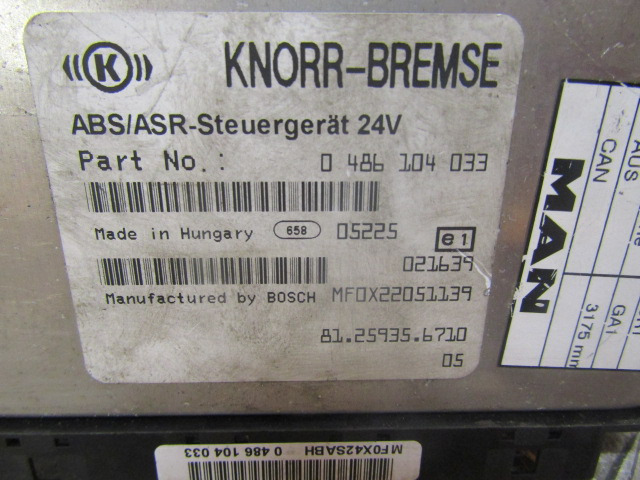 MAN M2000 18.224 ABS/ASR ECU P/NO 81.25935.6710 - كتلة التحكم - شاحنة: صور 2 MAN M2000 18.224 ABS/ASR ECU P/NO 81.25935.6710 - كتلة التحكم - شاحنة: صور 2