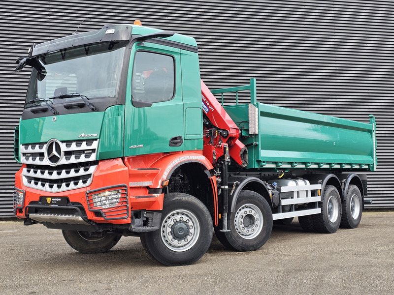 قلابات, شاحنة كرين Mercedes-Benz AROCS 4145 / 8X6 / TIPPER + HMF CRANE: صور 11