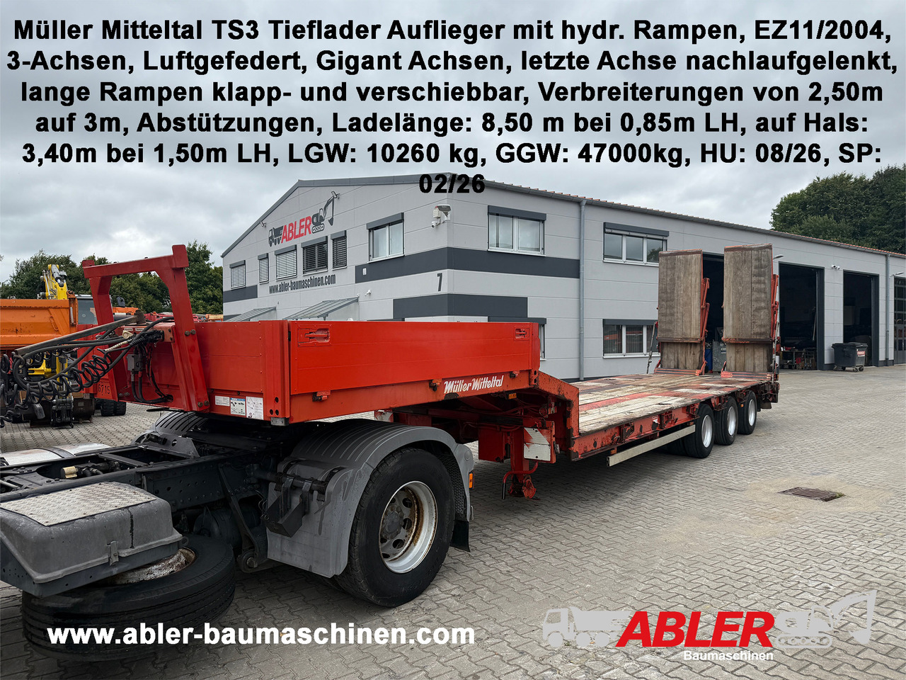 Müller Mitteltal TS3 Tieflader Auflieger mit hydr. Rampen - عربة مسطحة منخفضة نصف مقطورة: صور 1 Müller Mitteltal TS3 Tieflader Auflieger mit hydr. Rampen - عربة مسطحة منخفضة نصف مقطورة: صور 1
