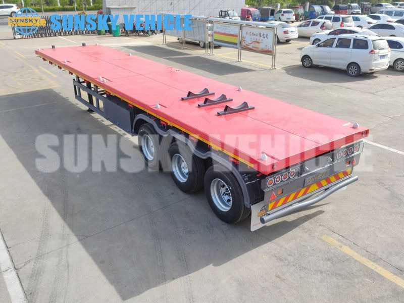 نصف مقطورة مسطحة لنقل حاويات جديد SUNSKY 3-axle Flat Deck Trailer: صور 9