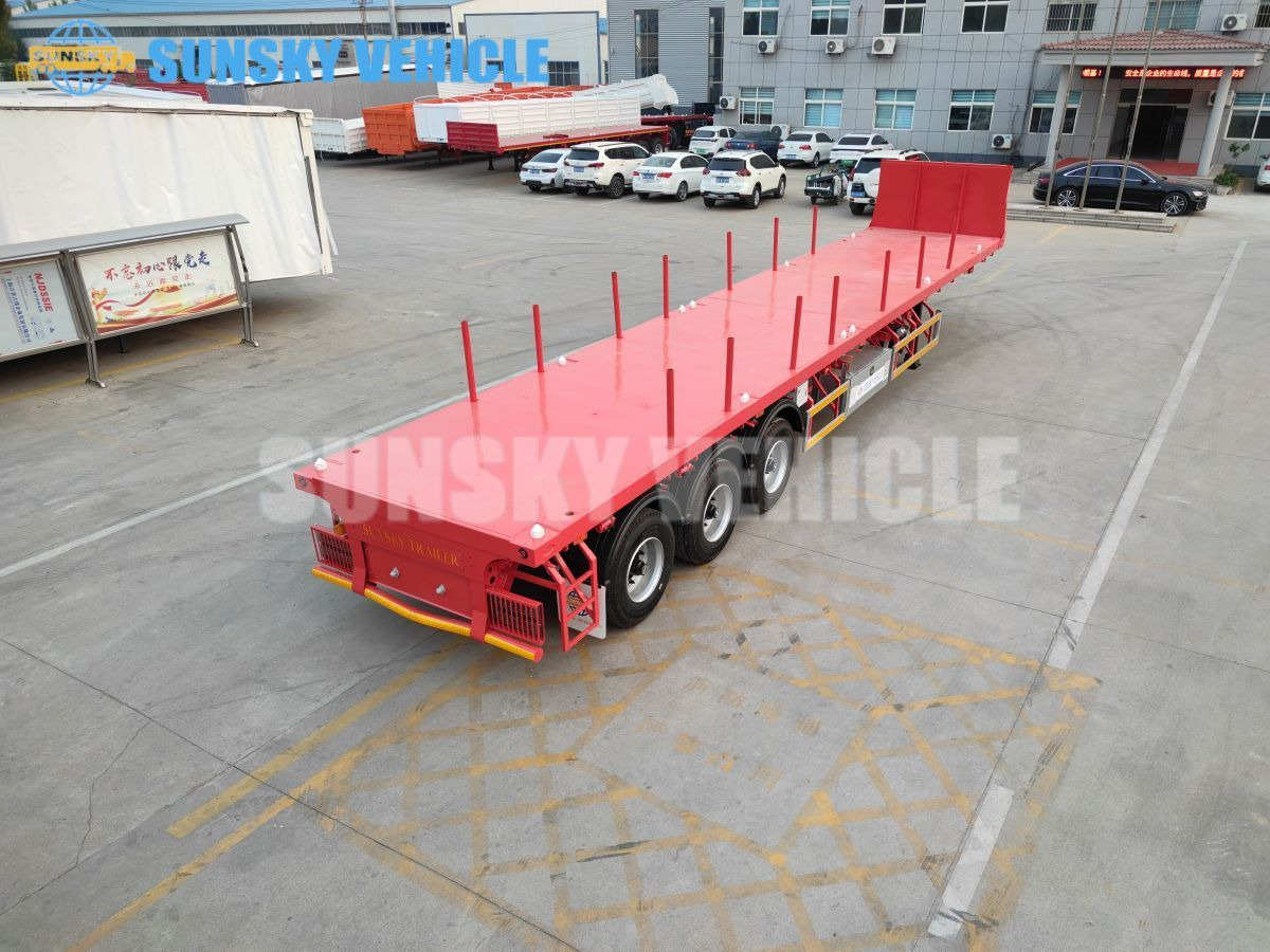 نصف مقطورة مسطحة لنقل حاويات جديد SUNSKY 3-axle Flat Deck Trailer: صور 14