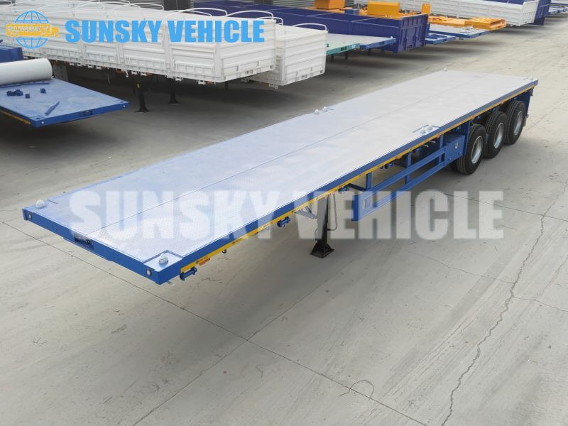 نصف مقطورة مسطحة لنقل حاويات جديد SUNSKY 3-axle Flat Deck Trailer: صور 6