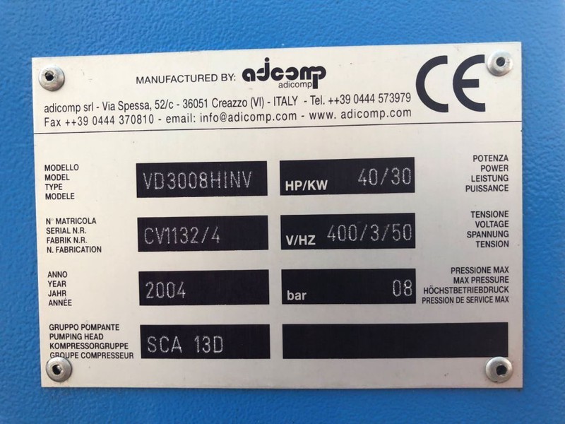 Onbekend Adicomp VD3008HINV - ضاغط الهواء: صور 5 Onbekend Adicomp VD3008HINV - ضاغط الهواء: صور 5